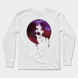 Cute Unicorn Fullmoon Watercolour Galaxy Universe Milkstreet Funny Gift Long Sleeve T-Shirt